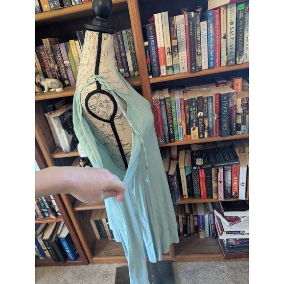 Free People Cold Shoulder Tunic Mini Dress Women's Small Mint Green Rayon - Picture 2 of 8